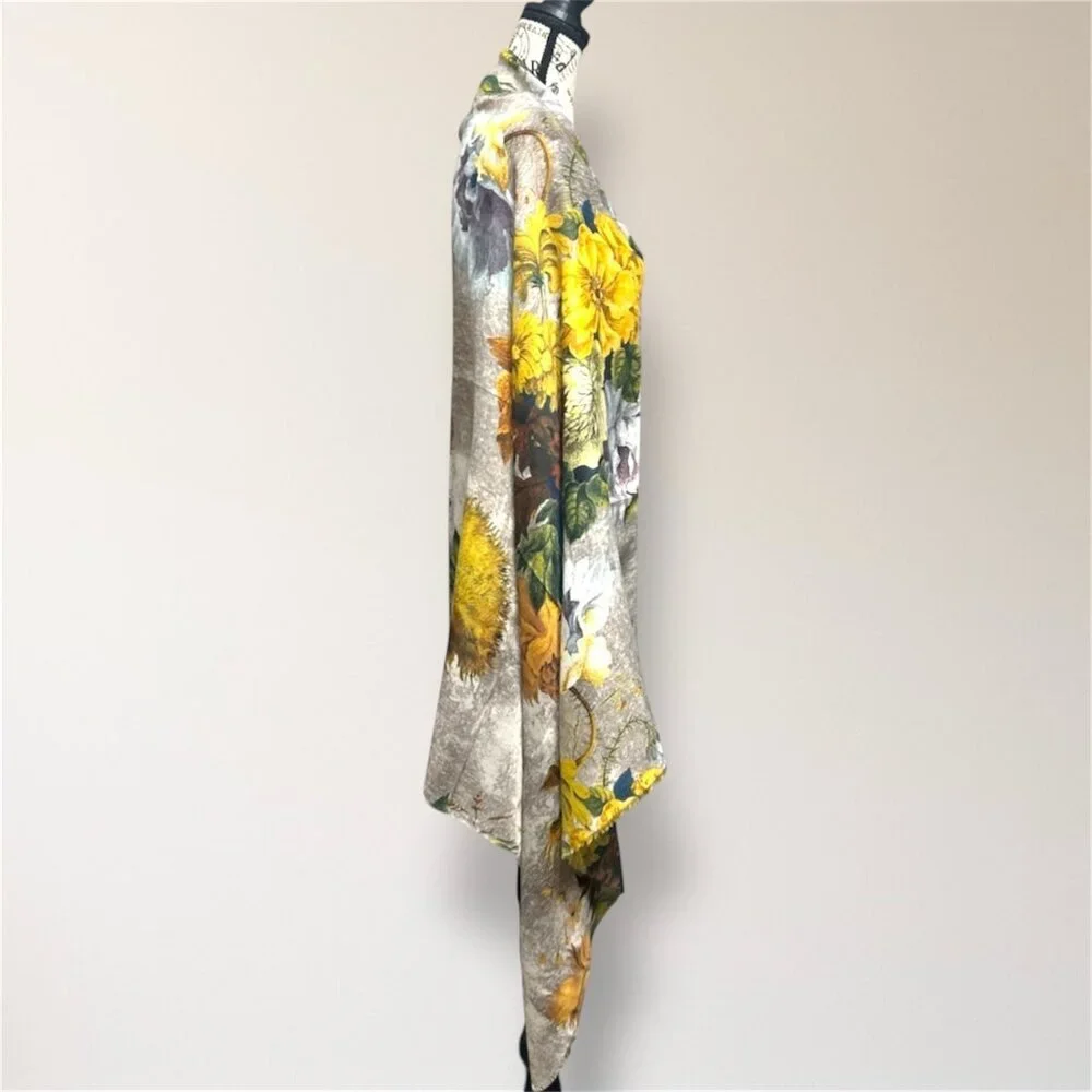 Floral Yellow & Gray Women's Scarf Wrap